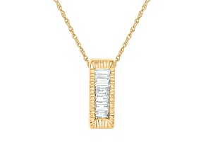 Diamond Bar 10K Yellow Gold Pendant With Chain 0.05ctw
