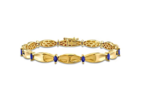 Blue Sapphire 10K Yellow Gold Bracelet 1.32ctw