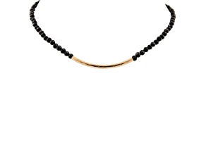 Barse Jewelry Black Onyx Gold Tone Bar Necklace