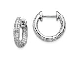 Rhodium Over 10k White Gold 1/2" 0.40ctw Diamond Hinged Hoop Earrings