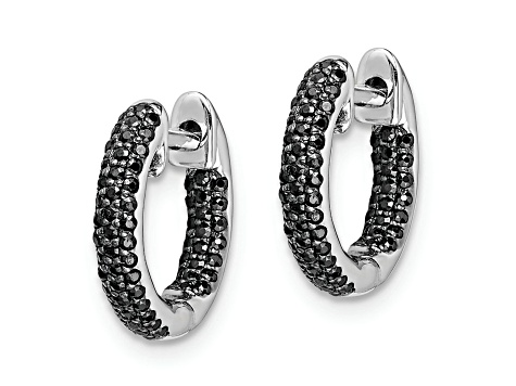 Rhodium Over 10k White Gold 1/2" 0.40ctw Diamond Hinged Hoop Earrings