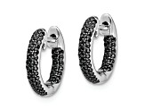 Rhodium Over 10k White Gold 1/2" 0.40ctw Diamond Hinged Hoop Earrings