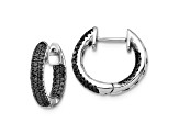 Rhodium Over 10k White Gold 1/2" 0.40ctw Black Diamond Hinged Hoop Earrings