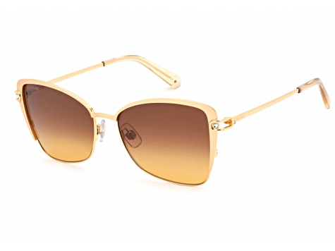 Swarovski Matte Deep Gold Tone Frame/Brown Gradient Sunglasses