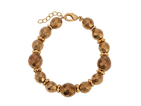 Gold Tone Round Bronze Bead Bracelet