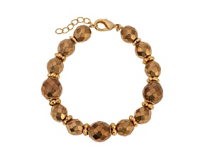 Gold Tone Round Bronze Bead Bracelet