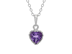 Purple Amethyst Sterling Silver Pendant with Chain 0.66ctw