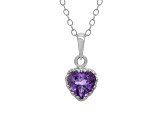 Purple Amethyst Sterling Silver Pendant with Chain 0.66ctw