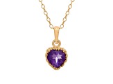 Purple Amethyst 14K Yellow Gold Over Sterling Silver Heart Pendant with Chain 0.66ctw