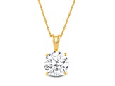 White Cubic Zirconia 14k Yellow Gold Pendant With Chain 2.00ctw