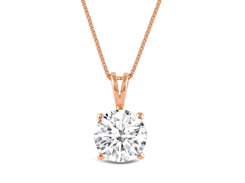 Picture of White Cubic Zirconia 14k Rose Gold Pendant With Chain 2.00ctw