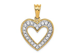 14K Two-tone Gold Diamond Heart Pendant