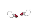 Lab Created Ruby and White Cubic Zirconia Platinum Over Sterling Silver Leverback Earrings 6.08ctw