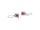 Lab Created Ruby and White Cubic Zirconia Platinum Over Sterling Silver Leverback Earrings 6.08ctw