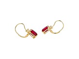 Lab Created Ruby and White Cubic Zirconia 18K Yellow Gold  Over Sterling Silver Earrings 6.08ctw
