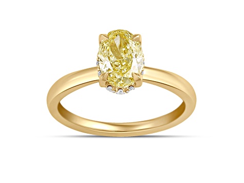 Yellow and White Lab-Grown Diamond 14k Yellow Gold Solitaire Ring 1.60ctw