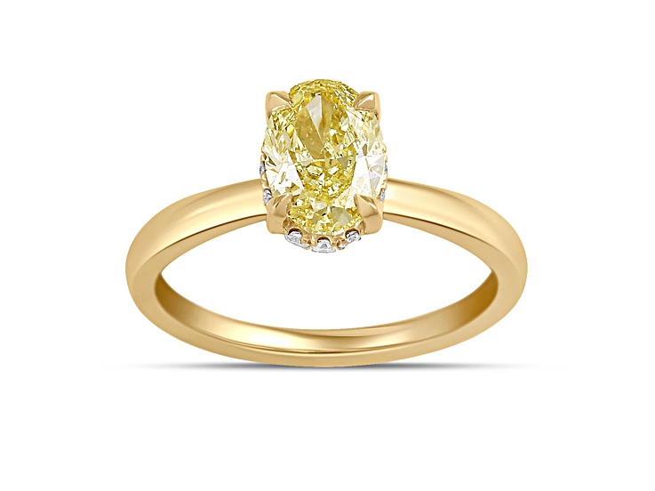 Yellow and White Lab-Grown Diamond 14k Yellow Gold Solitaire Ring 1.60ctw