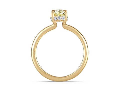 Yellow and White Lab-Grown Diamond 14k Yellow Gold Solitaire Ring 1.60ctw