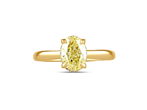 Yellow and White Lab-Grown Diamond 14k Yellow Gold Solitaire Ring 1.60ctw