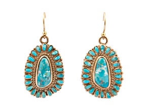 Barse Jewelry Sedona Blue Composite Turquoise Gold Tone Dangle Earrings