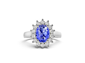14K White Gold Tanzanite and Diamond Ring 1.12 ctw