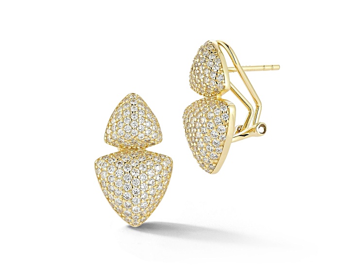 Rachel Zoe 14K Yellow Gold Over Sterling Silver Pave Puffed Triangle Earrings