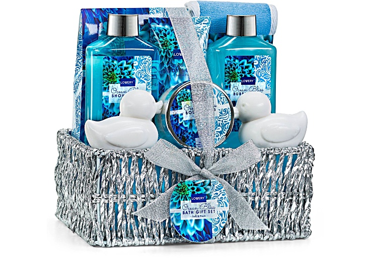 Lovery Home Spa Gift Basket In Heavenly Ocean Bliss Scent - 9pc set