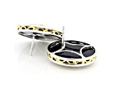 Red Ruby, Black Onyx Rhodium & 24k Yellow Gold Over Palladium Sterling Silver Stud Earrings 1.00ctw