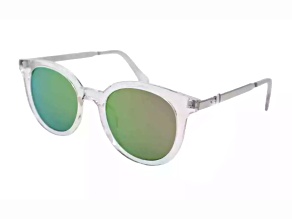 OSCAR by Oscar de la Renta Clear Translucent Round Frame  / Green Mirrored Lenses Sunglasses
