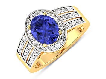 Picture of 1.85ctw Violet Tanzanite and Diamond 14K Yellow Gold Halo Ring