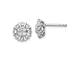 Rhodium Over 14K White Gold Lab Grown Diamond Halo Post Earrings