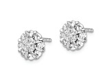 Rhodium Over 14K White Gold Lab Grown Diamond Halo Post Earrings