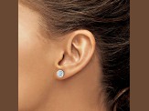 Rhodium Over 14K White Gold Lab Grown Diamond Halo Post Earrings