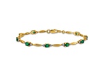 10k Rhodium Over Yellow Gold Diamond and Oval Emerald Bracelet