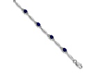 Rhodium Over 10k White Gold Diamond and Sapphire Bracelet