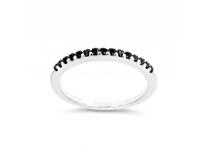 Black Cubic Zirconia,Rhodium Over Silver, Stackable Band Ring, 0.40 cttw