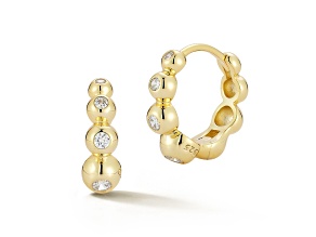 Sterling Statements 14K Yellow Gold Over Sterling Silver CZ Graduated Beaded Huggie Earrings