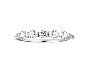 White Lab-Grown Diamond H VS2 Rhodium Over Sterling Silver 5-Stone Band Ring 0.32ctw