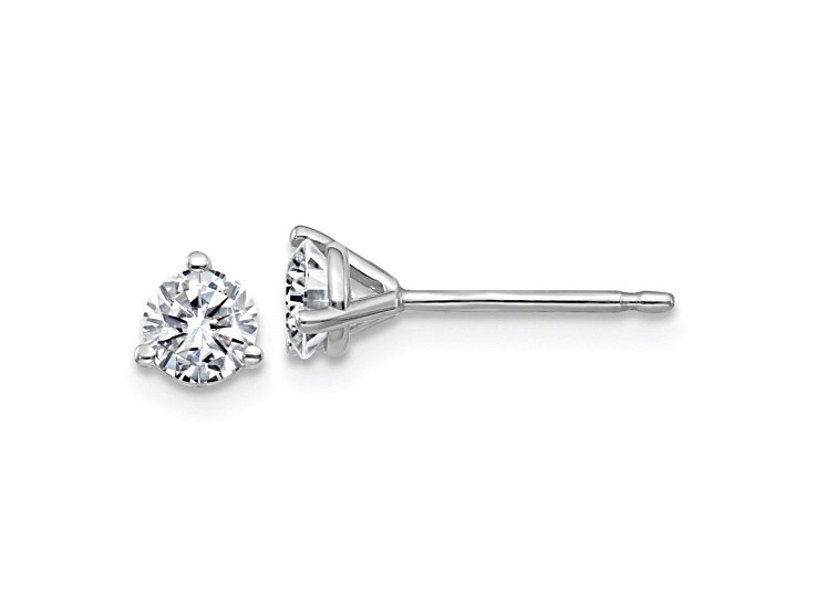 Rhodium Over 14K White Gold 1/2ct. 4.0mm Round G H I True Light Moissanite Earrings