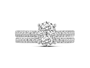 Oval Shape Diamond 14K White Gold Engagement Ring with Band Set, 1ctw. I Color I1 Clarity, IGI