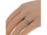 Diamond Stainless Steel and 18K White Gold Cable Band Ring