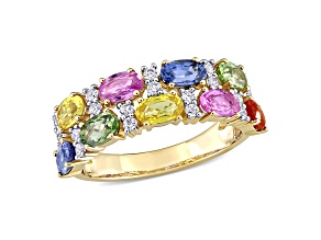 Multi Gem 14K Yellow Gold Ring 3.22ctw