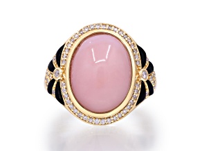 14K Yellow Gold Pink Opal & Diamond Ring 8.36ctw