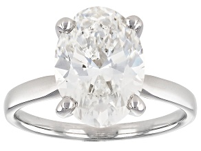 Certified Oval White Lab-Grown Diamond F VS1 14K White Gold Solitaire Ring 4.00ct