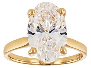 Certified Oval White Lab-Grown Diamond F VS1 14K Yellow Gold Solitaire Ring 4.00ct