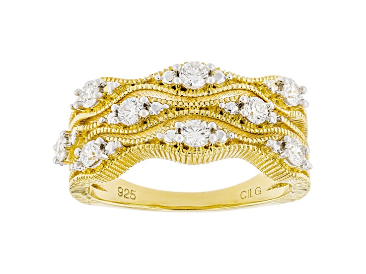 White Lab-Grown Diamond F-G SI 14K Yellow Gold Over Sterling