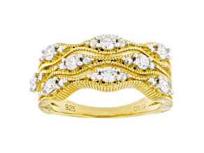 White Lab-Grown Diamond F-G SI 14K Yellow Gold Over Sterling Silver Ring 0.50ctw