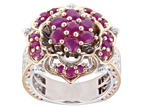 Ruby Rhodium & 18k Rose Gold Over Palladium Sterling Silver Ring 2.50ctw
