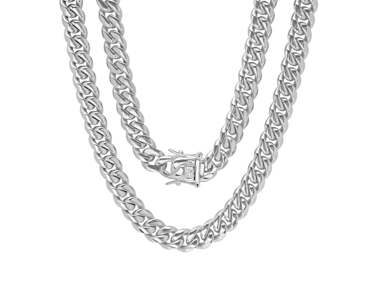 Men's Stainless Steel 24 Inch Miami Cuban Link Chain With Box Clasp