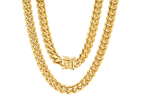 Men's 18K Yellow Gold Over Stainless Steel Miami Cuban Chain With Box Clasp